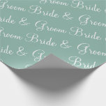 Papier Cadeau Wedding shower de script de la chambre de mariée<br><div class="desc">Joli papier d'emballage vert sauge pour les cadeaux de mariée et de mariée.  Si joli.</div>