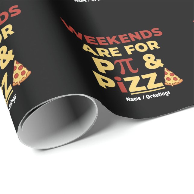 Papier Cadeau Week-end Pi Day & Fête de la Pizza Amour de Maths  (Coin rond)