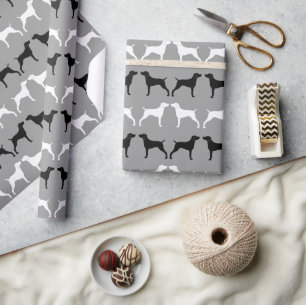 Papier Cadeau Weimaraner Chien Silhouettes Motif
