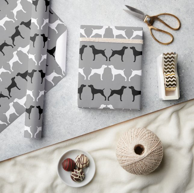 Papier Cadeau Weimaraner Chien Silhouettes Motif (Artisanat)