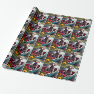 Papier Cadeau Weimaraner sur une pagaie : une aventure pittoresq