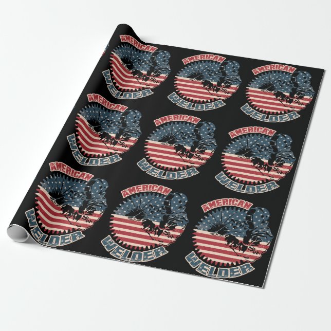 Papier Cadeau Welder American Flag USA Patriotic Welder Cadeau (Déroulé)