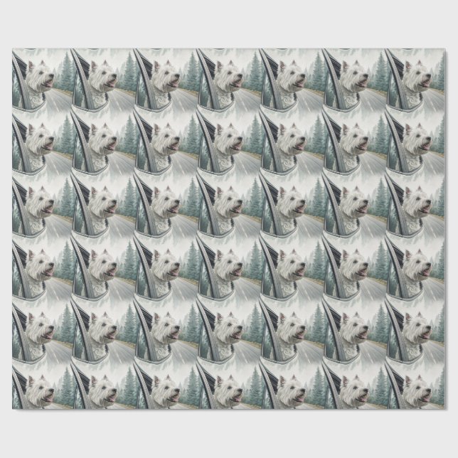 Papier Cadeau West Highland Terrier Scenic Road Trip Gift Wrap (Plat)