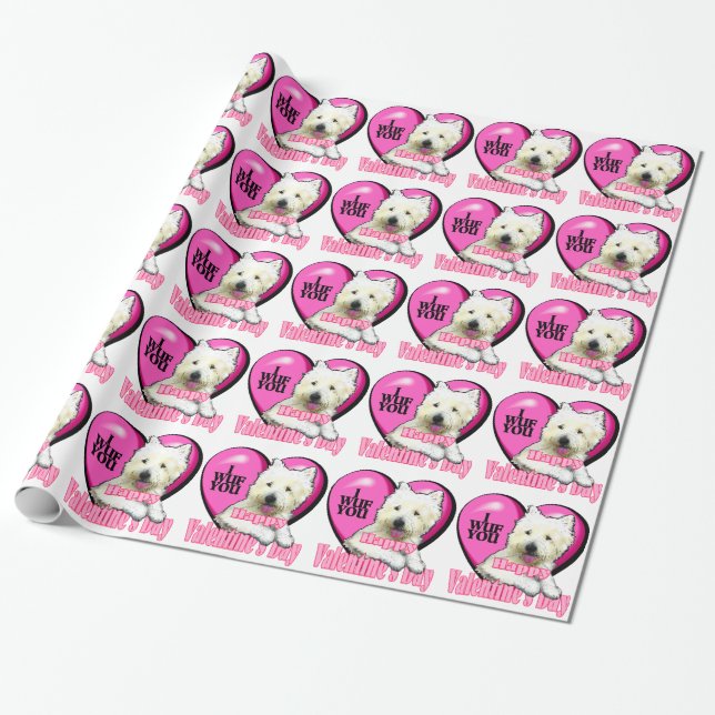 Papier Cadeau West Highland White Terrier Valentines Day (Déroulé)