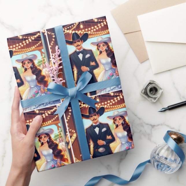 Papier Cadeau Western Cowboy Cowgirl Mariage (Cadeaux)