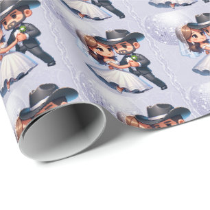 Papier Cadeau Western Cowboy Cowgirl Mariage