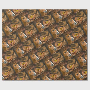 Papier Cadeau Western Horse Cowboy Casquette Lasso Sunflowers