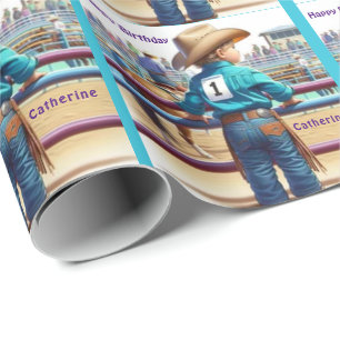 Papier Cadeau Western Little Cowgirl First Birday Rodeo Custom