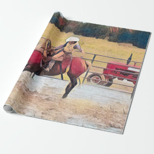 Papier Cadeau Western Rodeo Country Horse Art