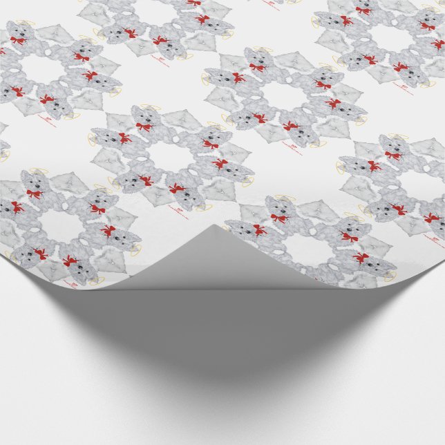 Papier Cadeau Westie Ange Flocon de Neige (Coin)