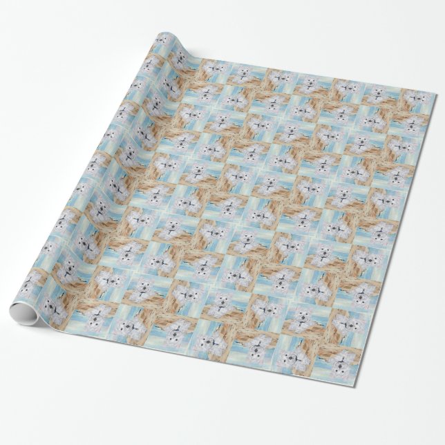Papier Cadeau Westie au bord de la mer (Déroulé)