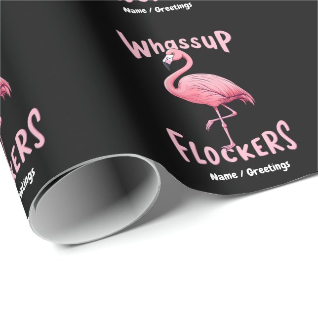 Papier Cadeau Whassup Flockers Flamant rose Conception d'un flam (Coin rond)