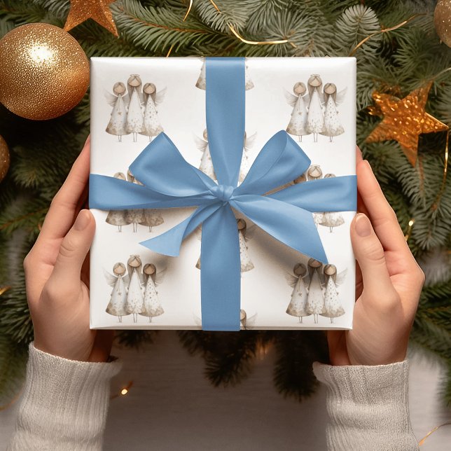 Papier Cadeau Whimsical Christmas Angels Wrapping Paper (Créateur téléchargé)