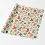 Papier Cadeau Whimsical Christmas Elements Cadeau de vacances<br><div class="desc">Éléments de Noël Whimsical Papier cadeau de vacances</div>