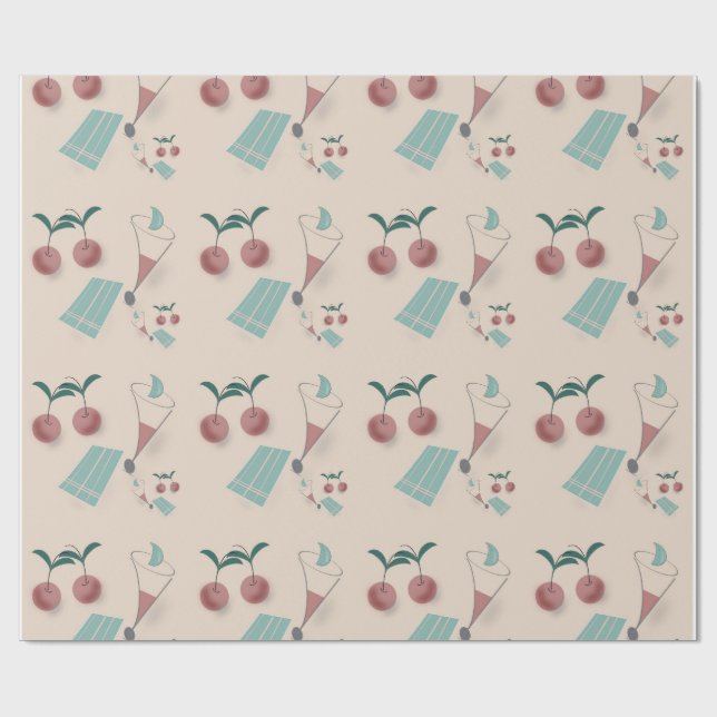 Papier Cadeau Whimsical cocktail wrapping paper (Plat)