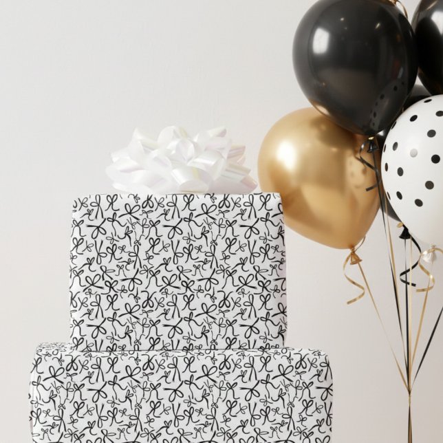 Papier Cadeau Whimsical Cute Black White Bows Pattern Girly Gift (Whimsical Cute Black White Bows Pattern Girly Gift Wrapping Paper
)