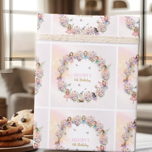 Papier Cadeau Whimsical flower fairy garden 6th birthday  (Créateur téléchargé)