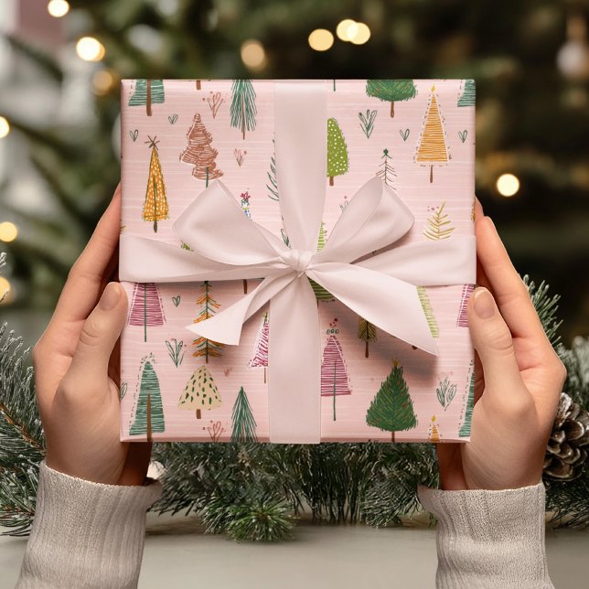 Papier Cadeau Whimsical Hand-Drawn Christmas Tree (Créateur téléchargé)