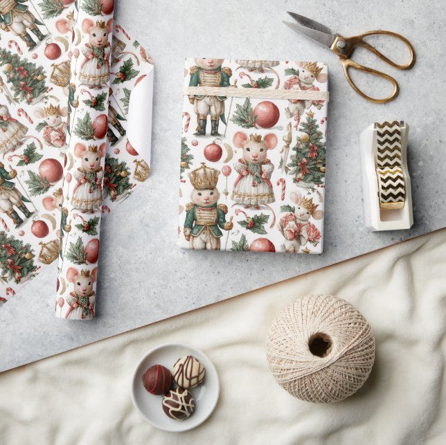 Papier Cadeau Whimsical Mice & Candy Canes (Artisanat)