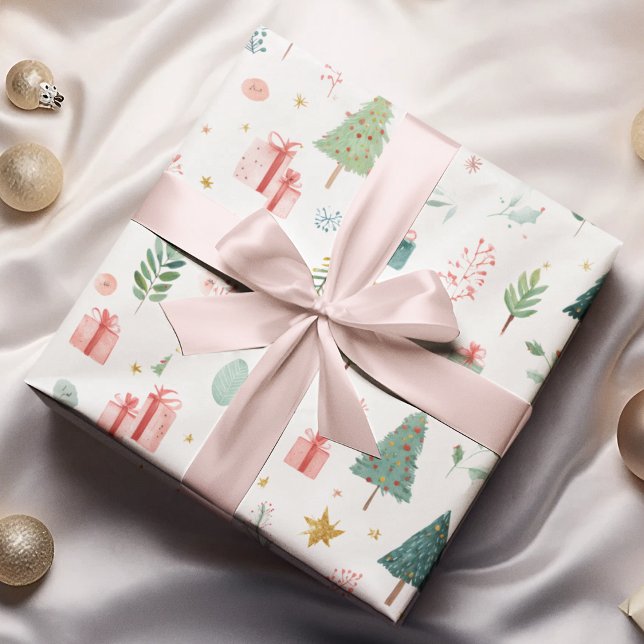 Papier Cadeau Whimsical Pastel Christmas Pattern Wrapping Paper (Créateur téléchargé)