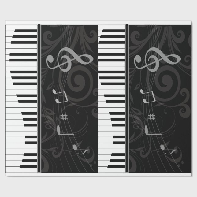 Papier Cadeau Whimsical piano and musical notes (Couture)