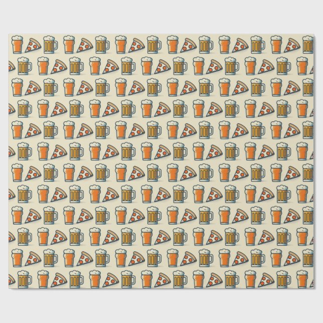 Papier Cadeau Whimsical Pizza and Beer Pattern (Plat)