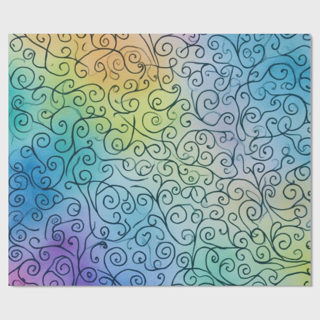 Papier Cadeau Whimsical Rainbow Motif Abstrait coloré (Plat)