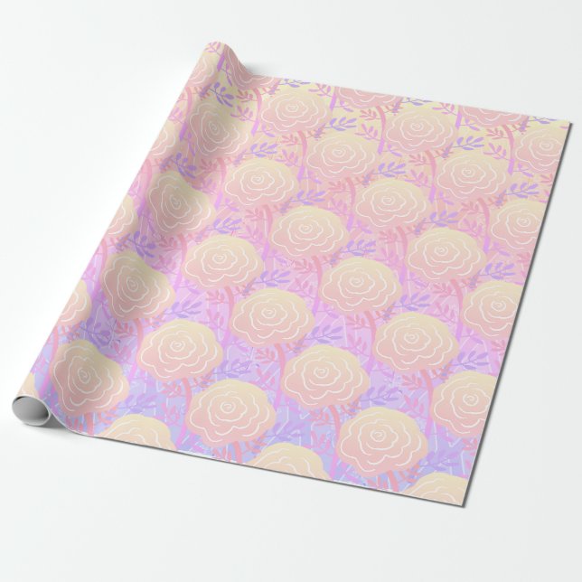 Papier Cadeau Whimsical Roses colorés 2 (Déroulé)