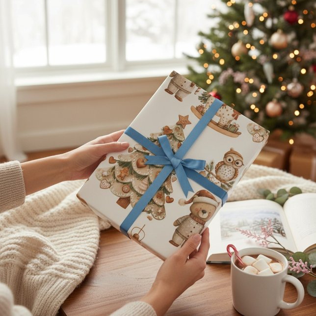 Papier Cadeau Whimsical Woodland Christmas Bears and Horses  (Créateur téléchargé)