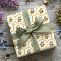 Whimsical Yellow Beehive and Bumblebee Pattern