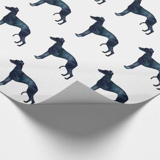 Papier Cadeau Whippet Chien race Noir Aquarelle Silhouette