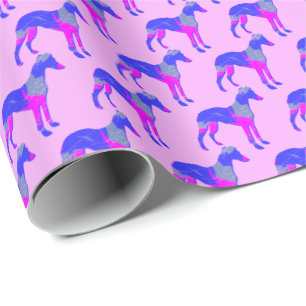 Papier Cadeau Whippet italien Greyhound Dog Silhouette P&B rose