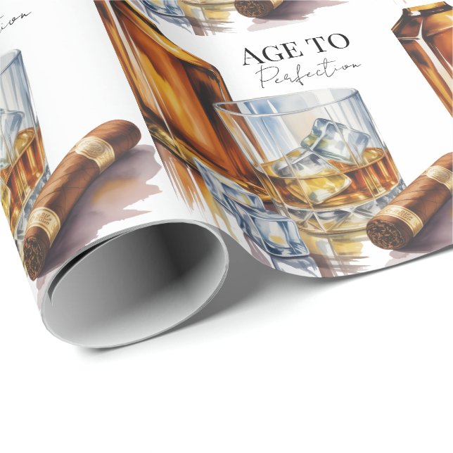 Papier Cadeau Whiskey and Cigar Men’s Birthday Party (Coin rond)