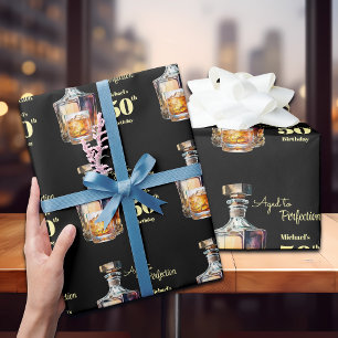 Papier Cadeau Whiskey d'anniversaire 50 ans pour homme, vieilli 