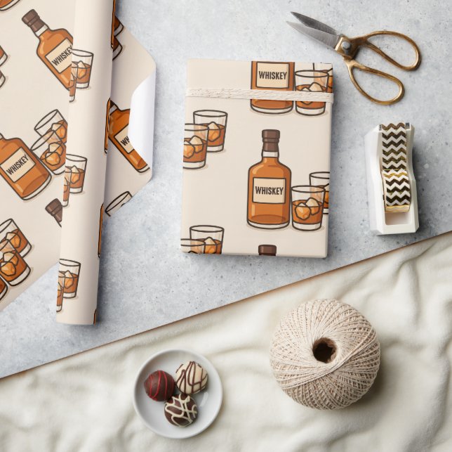 Papier Cadeau Whisky Et Verres (Artisanat)