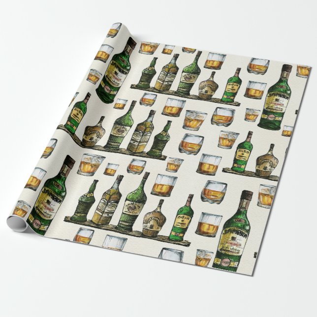 Papier Cadeau Whisky Rustique (Déroulé)