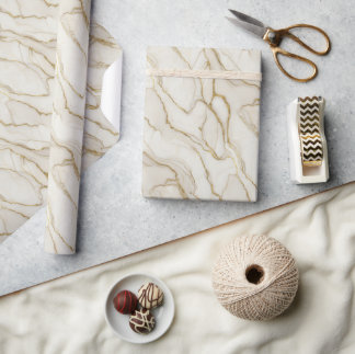 Papier Cadeau White and Gold Marble