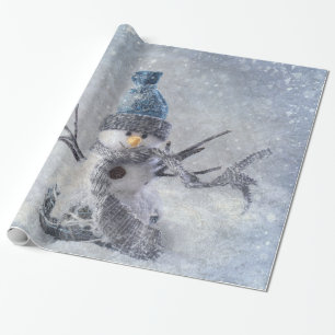 Papier Cadeau White Christmas snowman