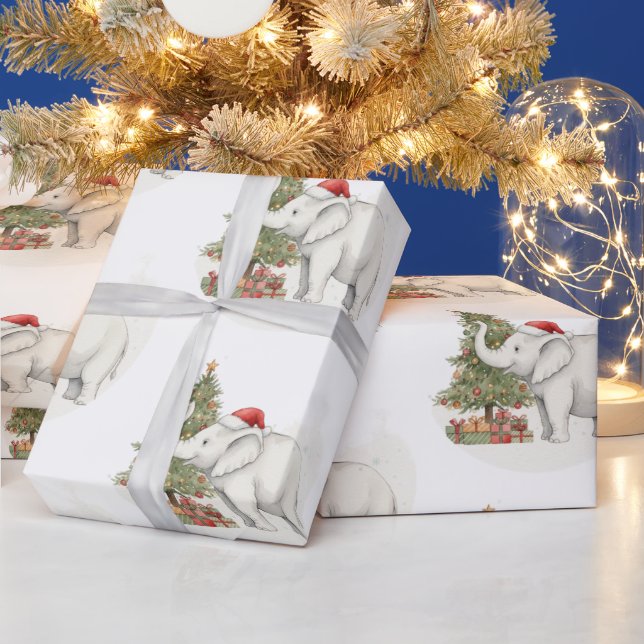 Papier Cadeau White Elephant Party Christmas Wrapping Paper (Vacances)