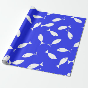 Papier Cadeau White Fish Blue Arrière - plan Captain Sea Thème