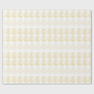 Papier Cadeau White Gift Wrap with Gold Ornaments