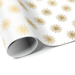 Papier Cadeau White Gold Stars Confetti Delicate Confetti Sun