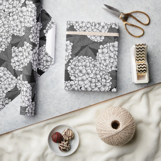 Papier Cadeau White hydrangea (Artisanat)