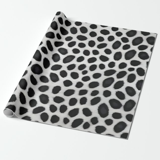 Papier Cadeau White Leopard Elegant Moderne Collection Luxe (Déroulé)