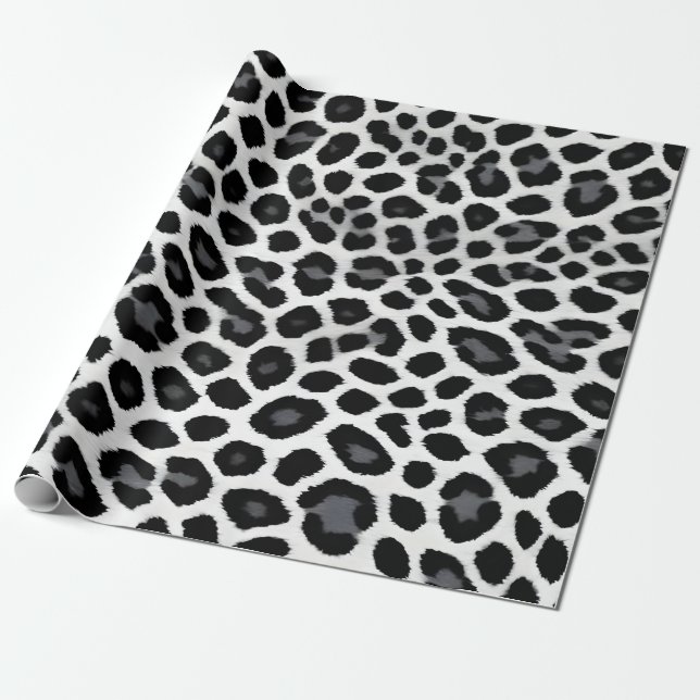 Papier Cadeau White Leopard Elegant Populaire Collection de luxe (Déroulé)