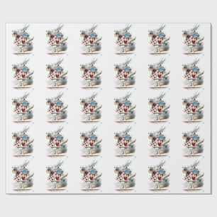 Papier Cadeau White Rabbit Alice Wonderland Hearts Fourre-tout