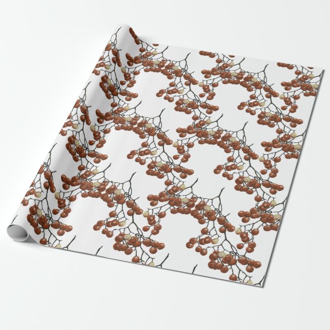 Papier Cadeau White Red Peppercorns gift wrapppaper (Déroulé)