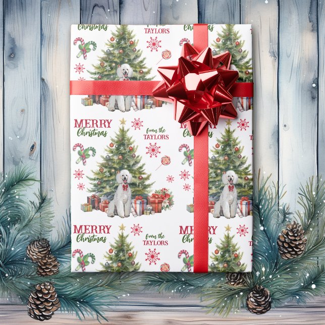 Papier Cadeau White Standard Poodle Dog Holiday Tree (Créateur téléchargé)