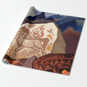 Papier Cadeau « White Stone - Cheval du bonheur » de Nicholas Ro