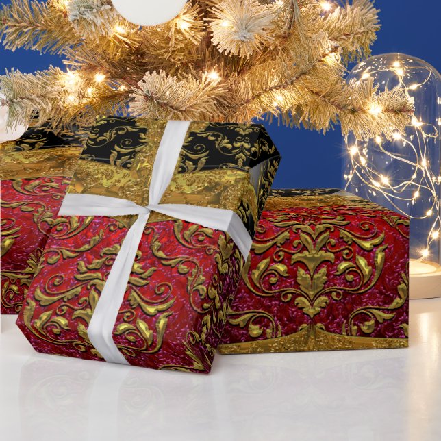 Papier Cadeau Whyburghs Damask Baroque Elégant    (Vacances)
